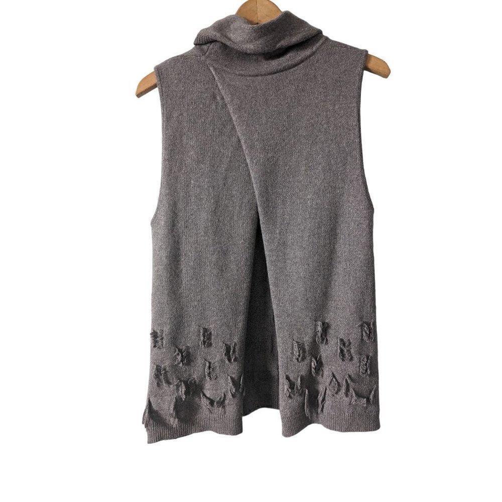 One Grey Day Alpaca Turtleneck Open Back Sleeveless Sweater Women's Size M - Picture 4 of 8